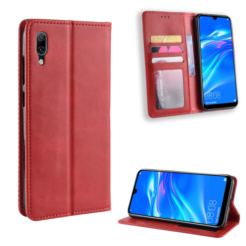 เคส Y7 Pro (2019) #เคสฝาพับปกหนังสไตล์วินเทจดูดซับอัตโนมัติแบบกระเป๋าสตางค์