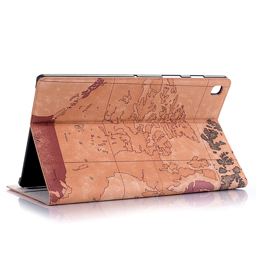 Case Samsung Galaxy Tab S6 Lite 10.4 SM-P610 P615 P617 #เคสฝาพับหนัง PU พิมพ์รูปแบบแผนที่ Map Pattern Stand Wallet Leather