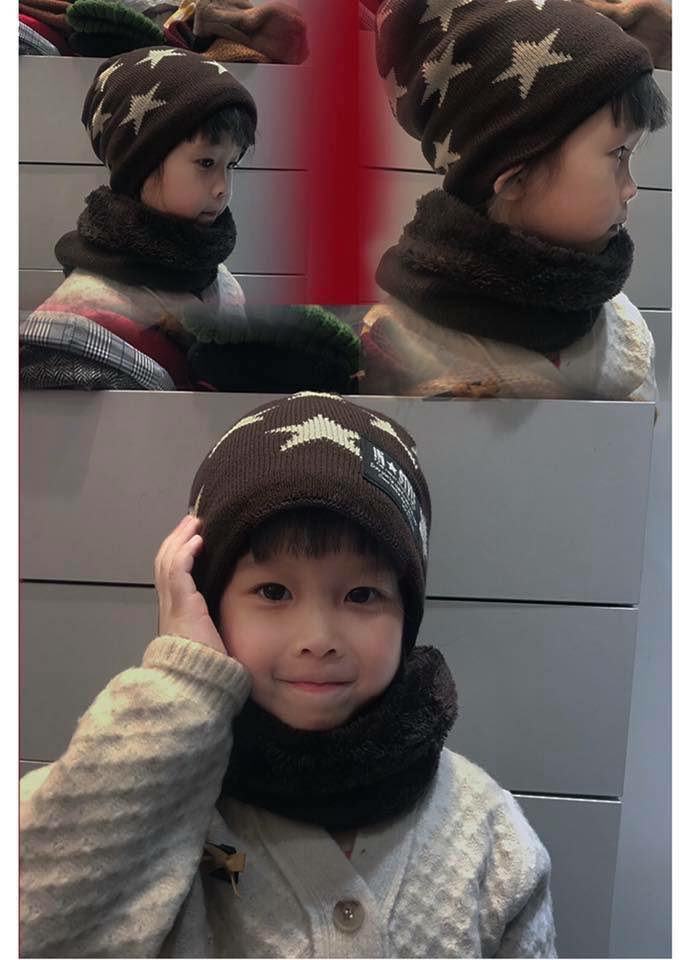 set หมวกไหมพรม สำหรับเด็ก 2 ถึง 14 ปี ลายดาว