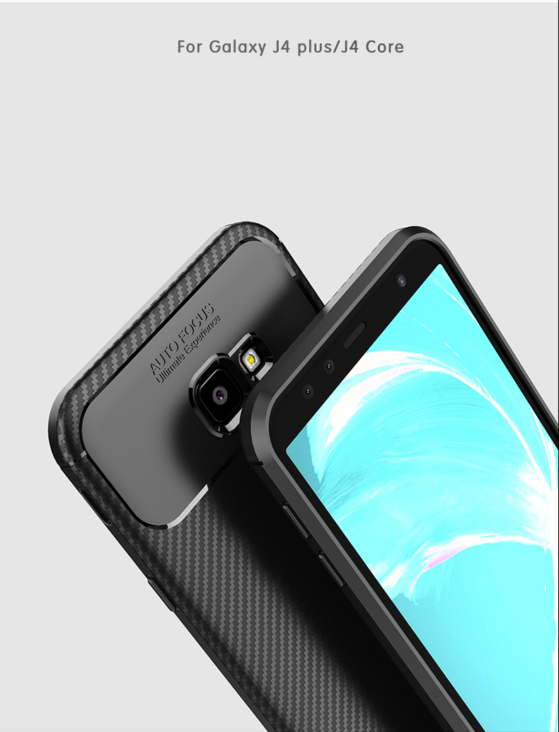Case Samsung Galaxy J4+ #เคสฝาหลังนิ่ม Carbon Fiber Drop Resistant TPU