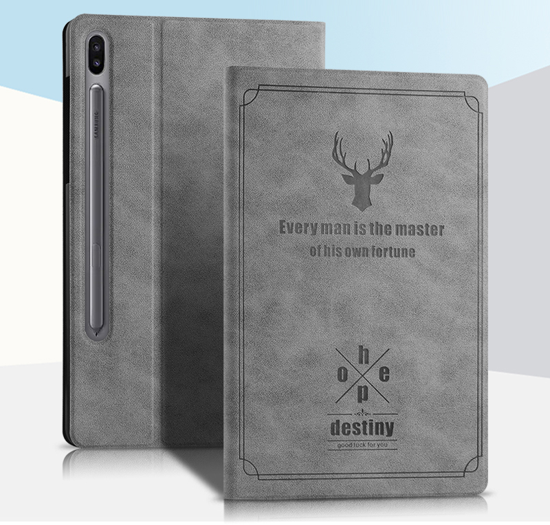 Case Samsung Galaxy Tab S6 SM-T860 SM-T865 #เคสฝาพับหนัง PU ออกแบบบาง Deer Imprint Skin Ultra-thin PU Leather + PC