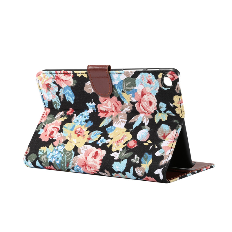 Case Samsung Galaxy Tab A 8 (2019) with S Pen P200 P205 #เคสฝาพับแบบกระเป๋าสตางค์หนัง PU ผิวผ้าลายดอกไม้ Flower Cloth Skin PU Leather Wallet