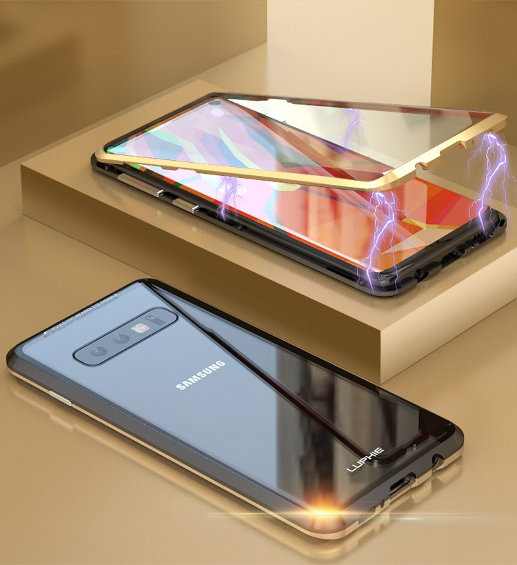 Case Samsung Galaxy S10 #เคสฝาหลัง LUPHIE กรอบโลหะแม่เหล็ก + กระจก Detachable Magnetic Metal Frame + Tempered Glass Back