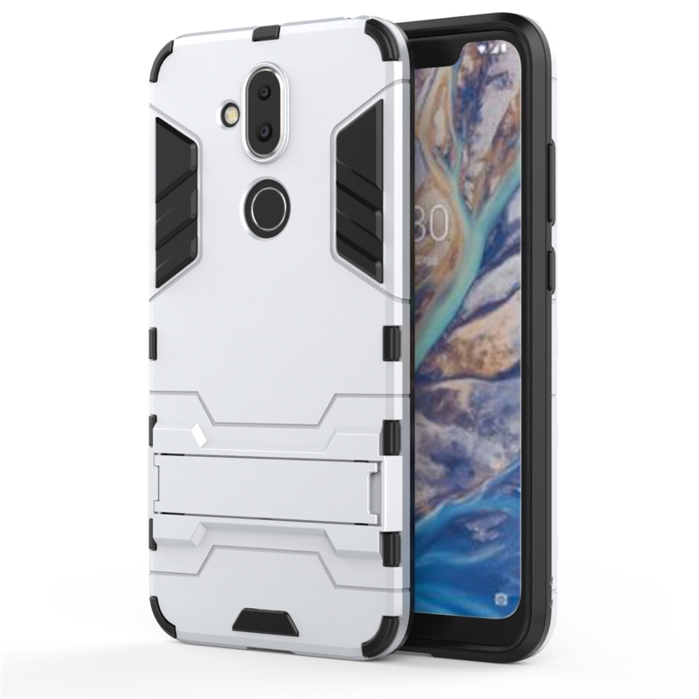 เคส Nokia 8.1 / X7 #เคสฝาหลังพลาสติก ไฮบริด TPU + Kickstand สีสันสวยงามทันสมัย