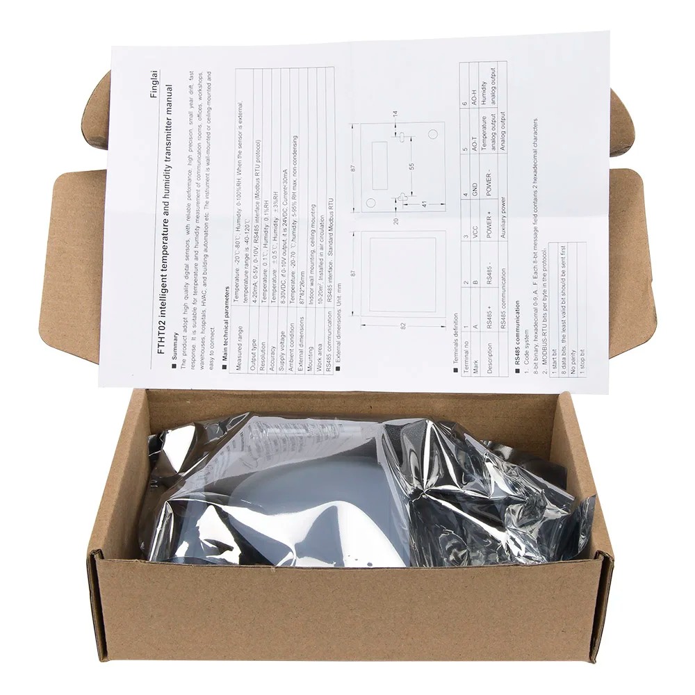 FTHT02 Temp Humidity sensor output, 4-20mA, 485, 0-10V, 0-5V