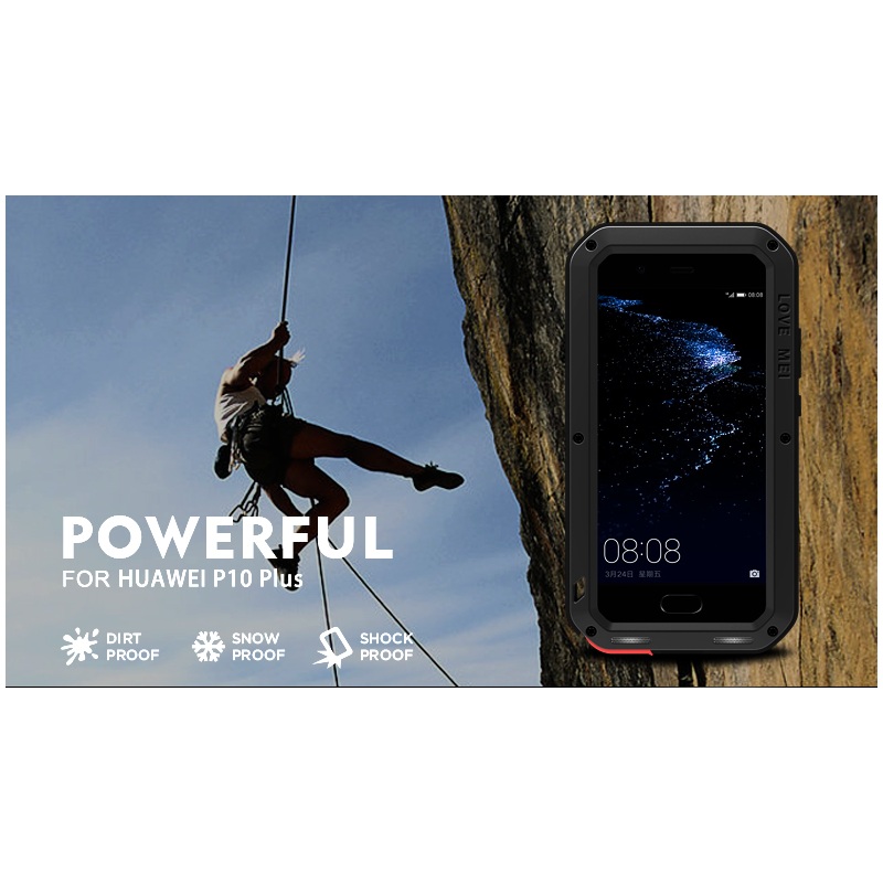 Case Huawei P10 Plus #เคสโทรศัพท์ LOVE MEI แข็งแรงทนทาน (โลหะ-ซิลิโคน-กระจกนิรภัย)