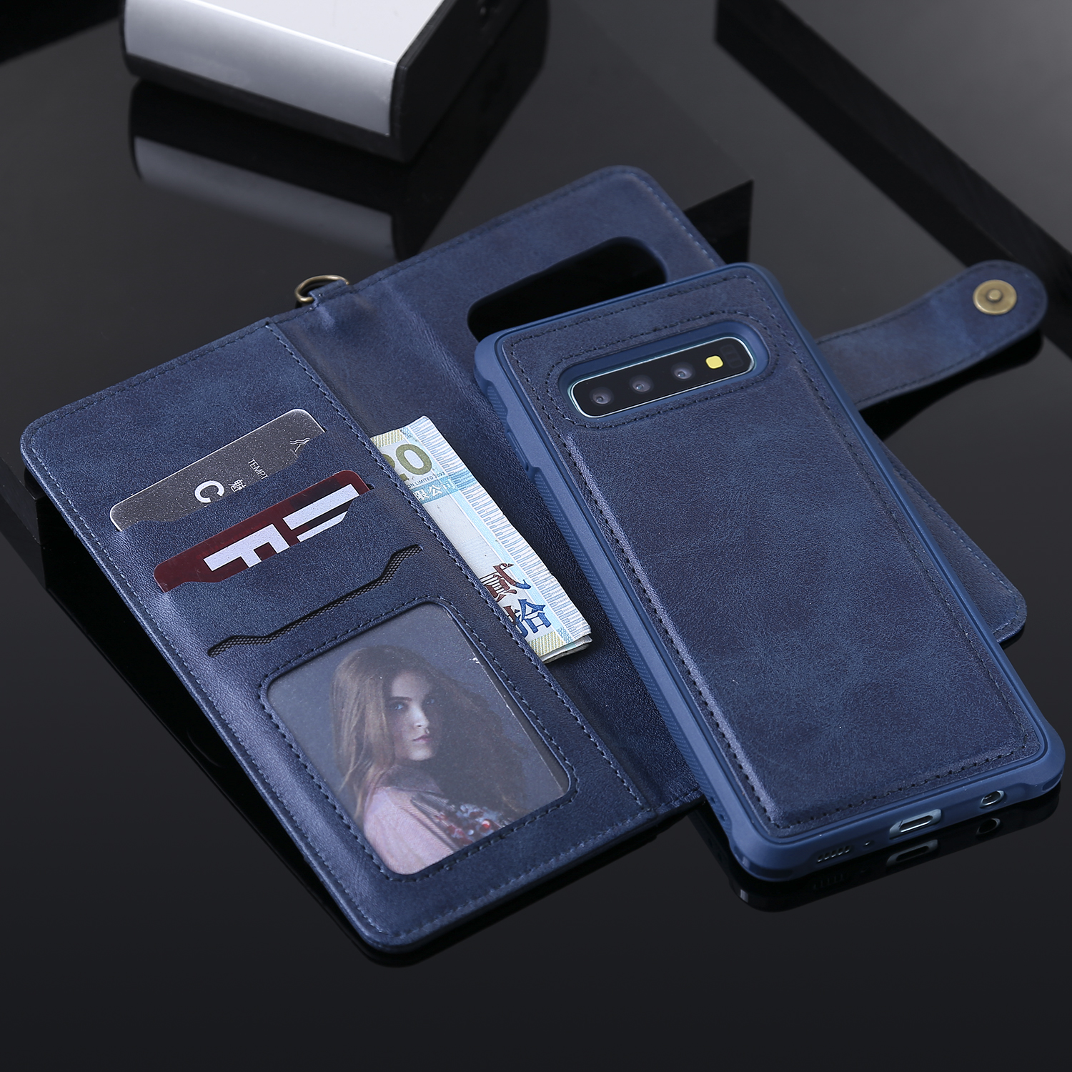 Case Samsung Galaxy S10+ #เคสฝาพับแบบ 2-in-1 ปกหนังแม่เหล็กถอดได้ พร้อมฟีเจอร์ Wallet, Stand