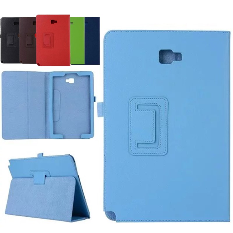 เคส Samsung Galaxy Tab A 10.1 (2016) with S Pen P580 / P585 #เคสฝาพับหนัง PU ผิวลิ้นจี่สีสันสวยงามทันสมัย