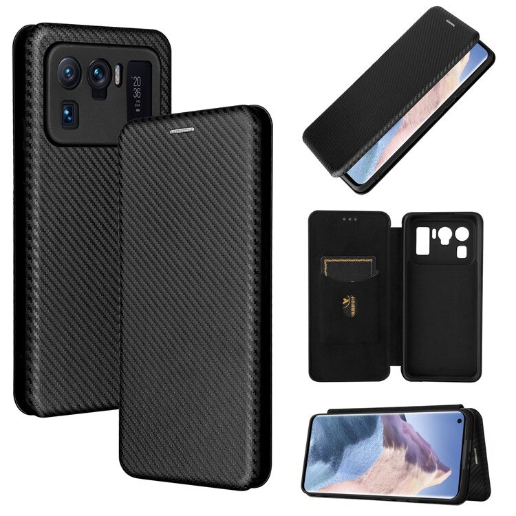 เคส Xiaomi Mi 11 Ultra #เคสฝาพับลายคาร์บอนไฟเบอร์มีช่องใส่การ์ด Carbon Fiber Wallet Card Slot Magnet Stand Phone Cover