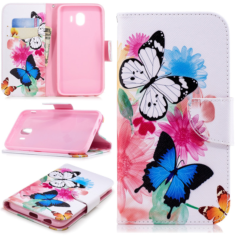 Case Samsung Galaxy J4 (2018) #เคสฝาพับกระเป๋าสตางค์หนัง PU พิมพ์ลายสวยงามน่ารักๆ Pattern Printing Leather Wallet