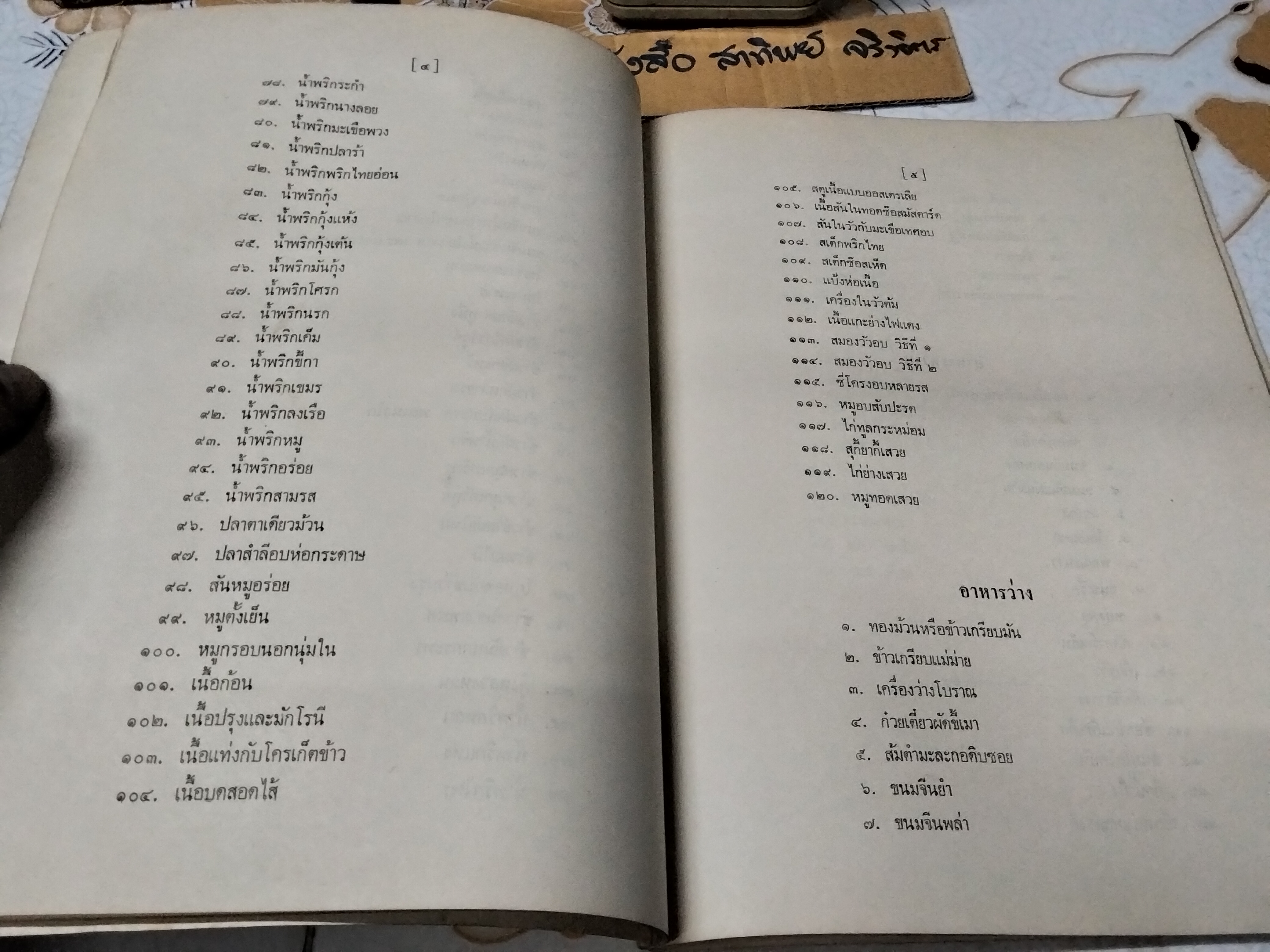 อาหาร คาว หวาน อนุสรณ์งานฌาปนกิจศพ นางวงษ์ จันทรามาตย์ อมาตยกุล เมื่อวันที่ 18 ตุลาคม 2521 **สินค้าหมด**
