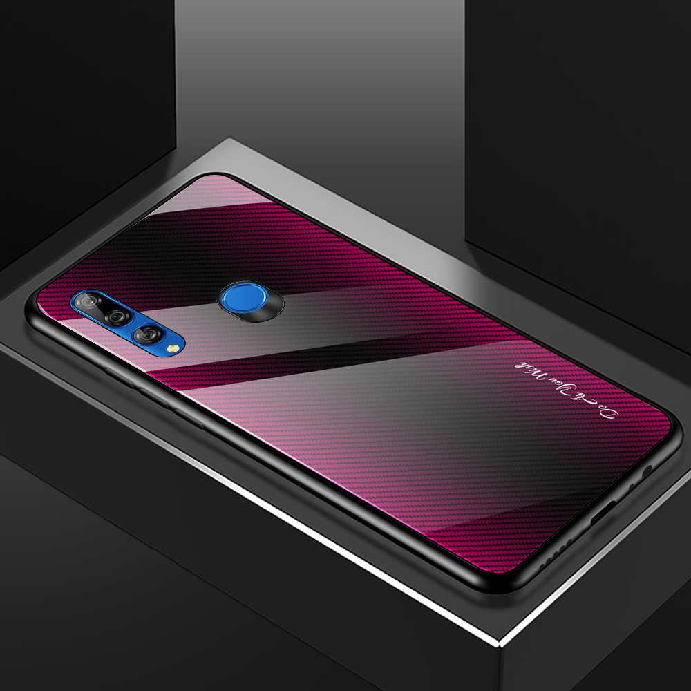 เคส Huawei Y9 Prime 2019 #เคสฝาหลังด้านหลังผิวกระจกนิรภัยไล่ระดับสีขอบนิ่ม Gradient Tempered Glass Back + Soft TPU Edge