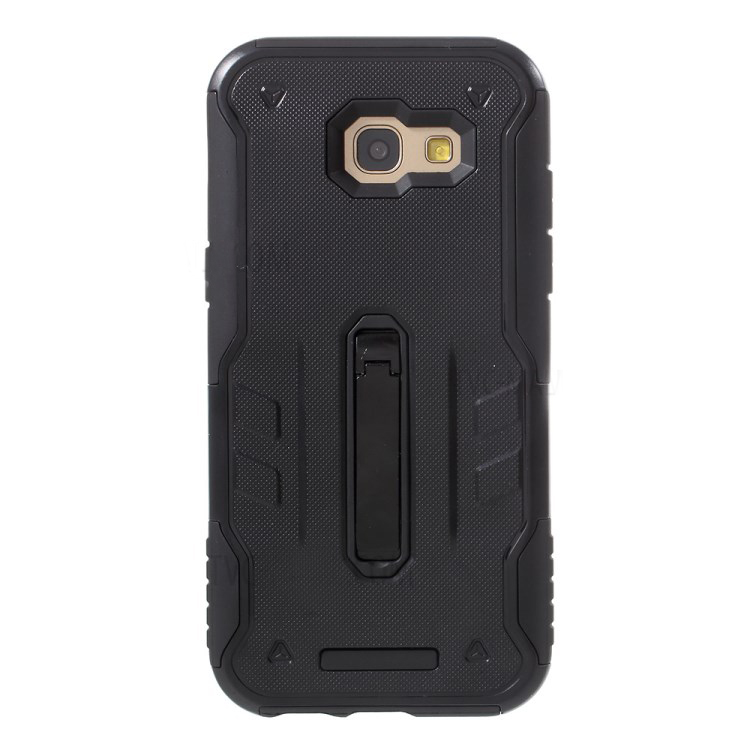 Case Samsung Galaxy A7 2017 #เคสกันกระแทก Plastic + TPU Hybrid มีขาตั้ง #สีดำ พร้อมส่ง