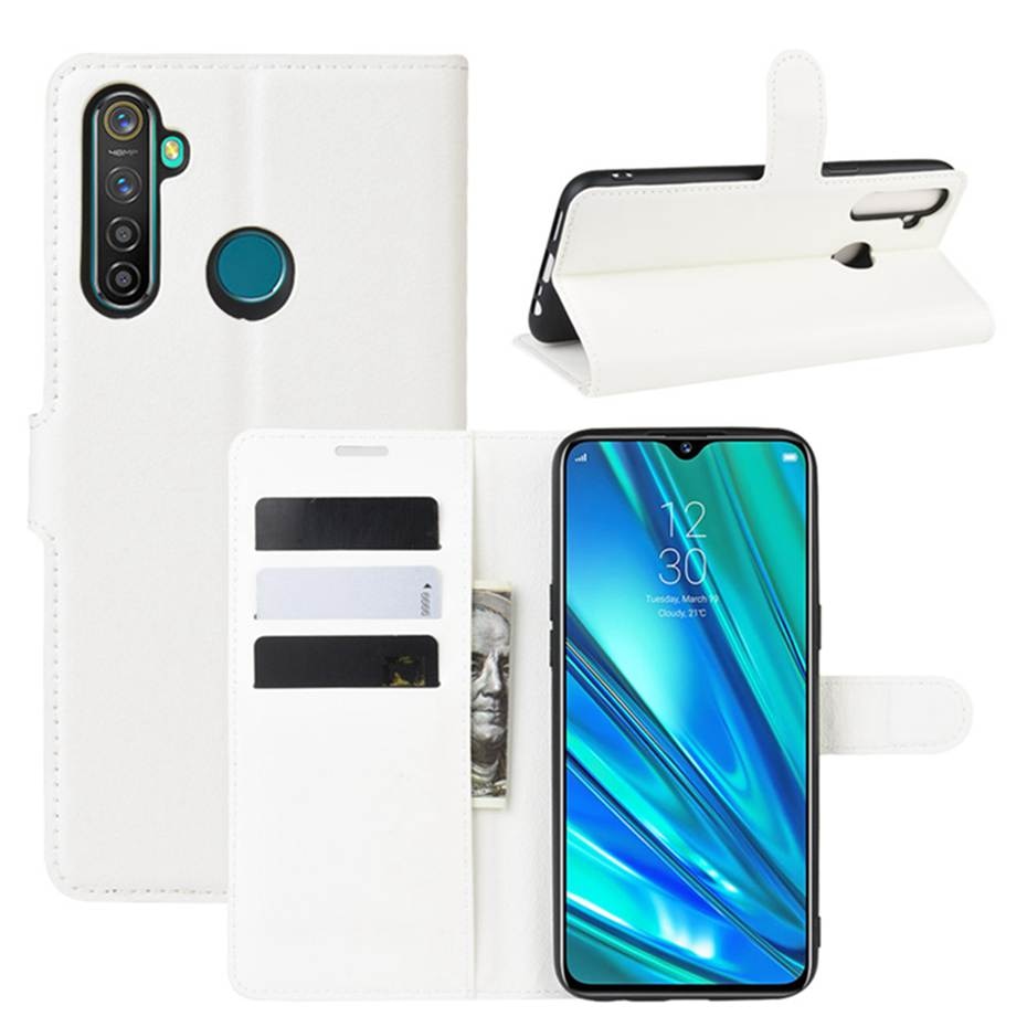 Case Realme 5i/ 5/5s #เคสฝาพับสไตล์กระเป๋าสตางค์หนัง PU ผิวลิ้นจี่