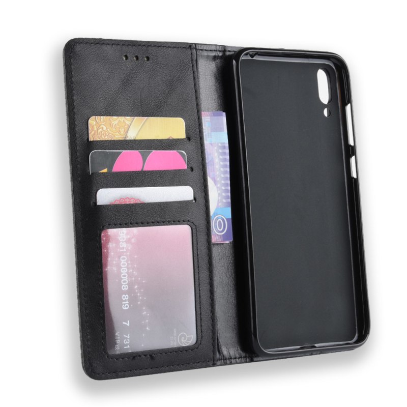 เคส Y7 Pro (2019) #เคสฝาพับปกหนังสไตล์วินเทจดูดซับอัตโนมัติแบบกระเป๋าสตางค์