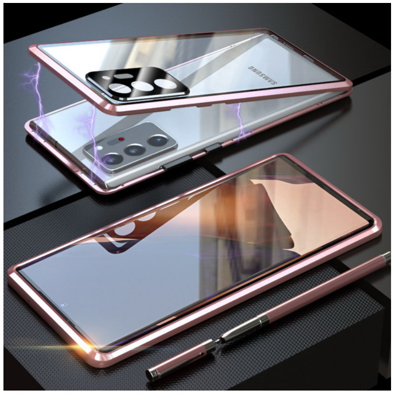 Case Samsung Galaxy Note 20 / Note 20 5G#เคสฝาครอบกระจกประกบหน้าหลังขอบโลหะดูดซับแม่เหล็ก Fully Protection Magnetic Adsorption Glass Metal Phone Protective