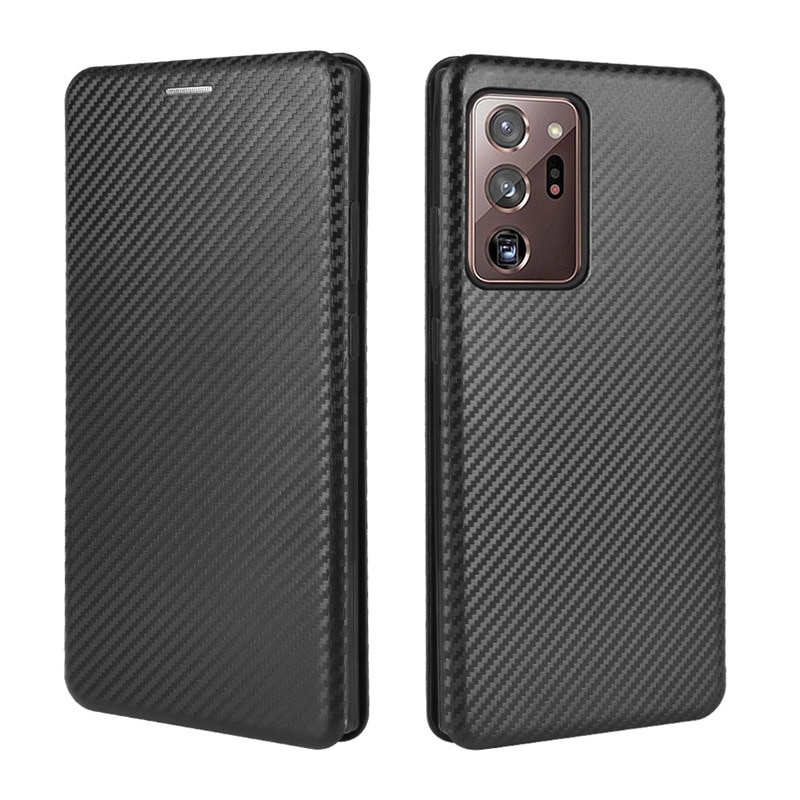 เคส Samsung Galaxy Note 20 Ultra / Note 20 Ultra 5G #เคสฝาพับลายคาร์บอนไฟเบอร์มีช่องใส่การ์ด Carbon Fiber Wallet Card Slot Magnet Stand Phone Cover