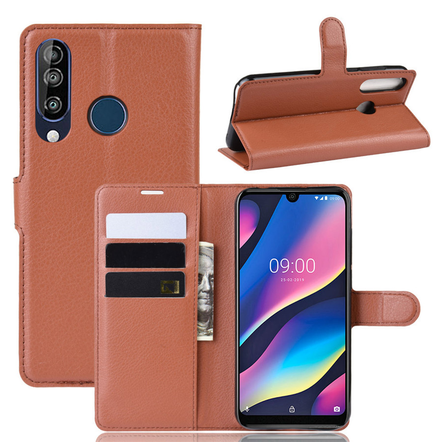 เคส Wiko View 3 #เคสฝาพับสไตล์กระเป๋าสตางค์หนัง PU ผิวลิ้นจี่