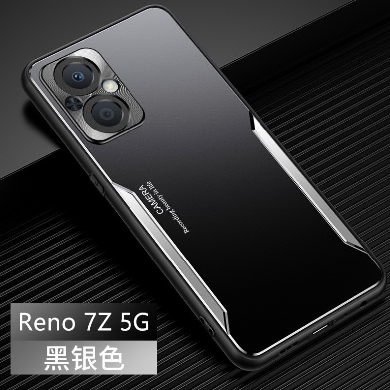 Case OPPO Reno 7z 5G #เคสฝาหลังไฮบริด Metal +TPU Shockproof metal back plate Phone Back Cover