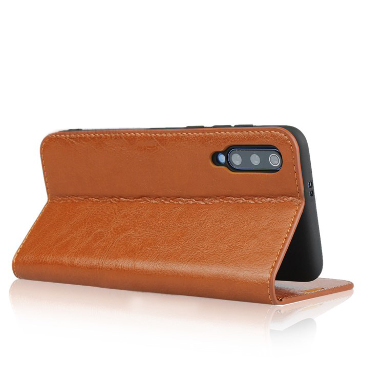 Case Xiaomi Mi 9 #เคสฝาพับแบบกระเป๋าสตางค์หนังแท้ Crazy Horse Genuine Leather Wallet Shell
