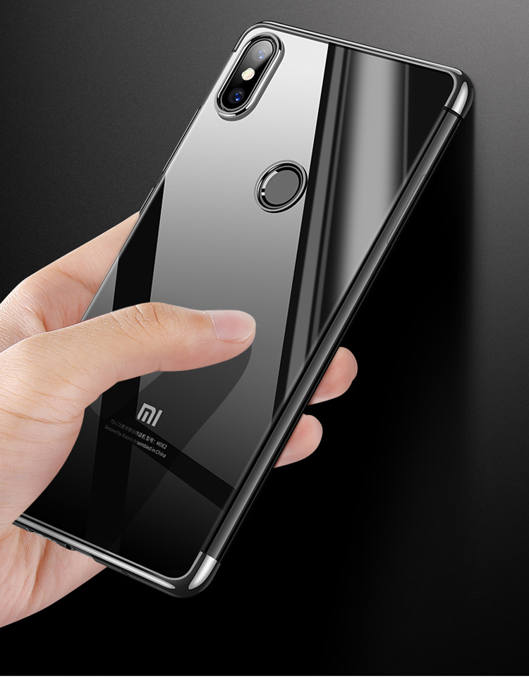 Case Xiaomi Mi 8 (6.21-inch) #เคสฝาหลังใสนิ่มขอบสีชุบเงาเหมือนโลหะคุณภาพดีราคาเบาๆสบายกระเป๋า