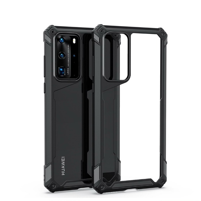เคส Huawei P40 #เคสฝาหลังใสขอบทึบ Hybrid Shock Absorption PC + TPU