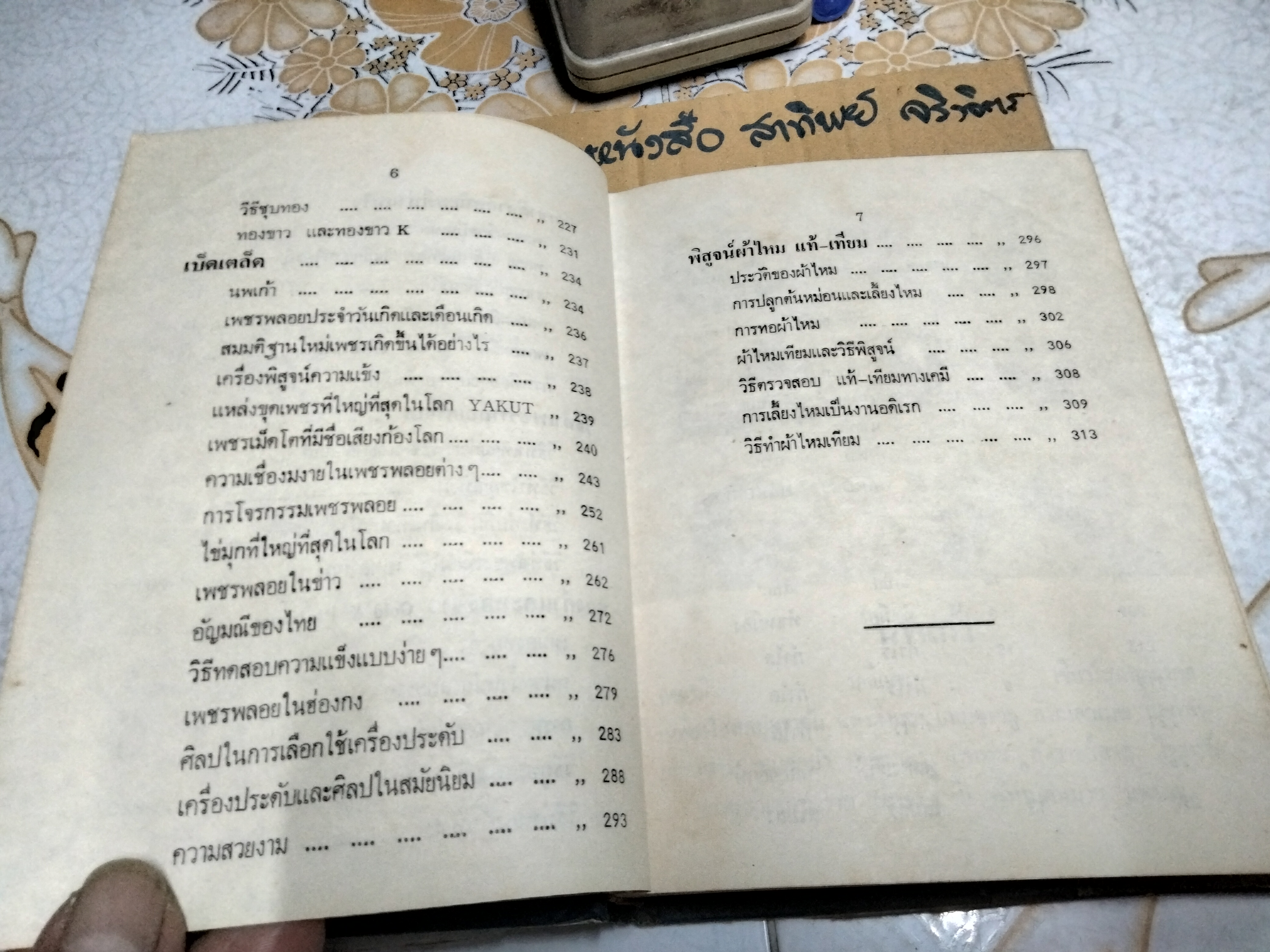 หนังสือ พิจารณา-พิสูจน์ เพชร พลอย ไข่มุก แท้-เทียม เรียบเรียงโดย ป.เหมชะญาติ ฉบับพิมพ์ พ.ศ. 2520