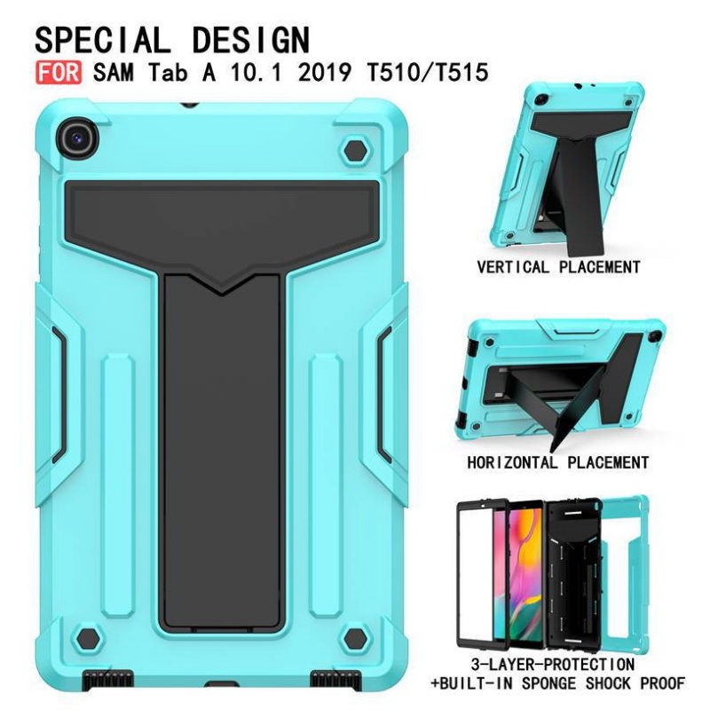 Case Samsung Galaxy Tab A 10.1 (2019) SM-T510 SM-T515 #เคสฝาหลังกันกระแทกมีขาตั้ง Kickstand PC Silicone Armour Defender
