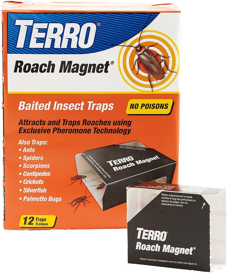 TERRO® Roach Magnet® Baited Insect 12 Traps Model T256 กับดัก แมลงสาบ