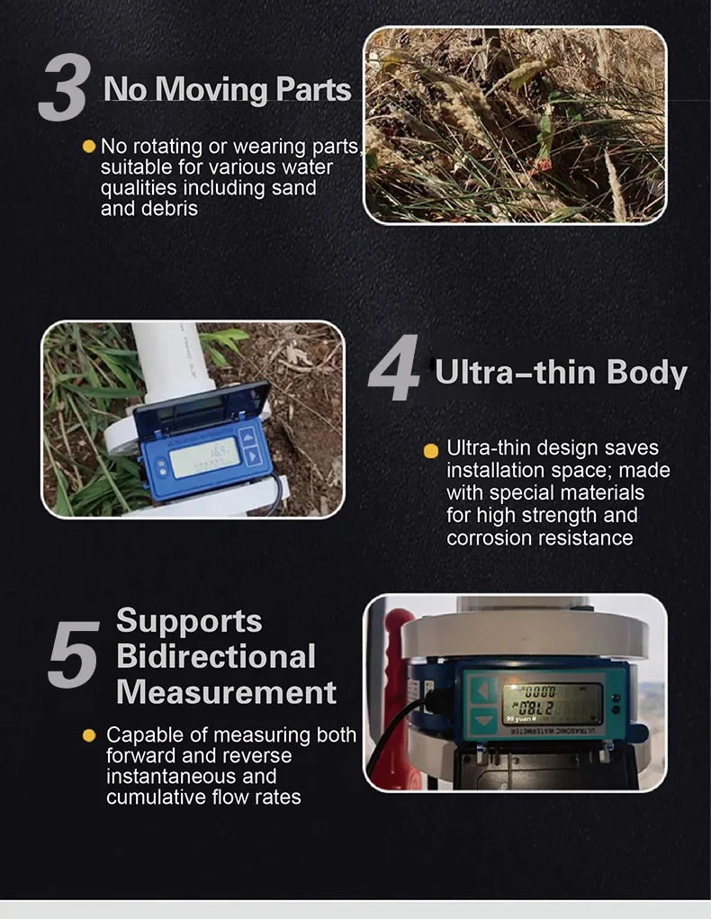 IP68 Intelligent Ultrasonic Water Flow Meter Battery Operated RS485 Pipe Mounted For Agriculture