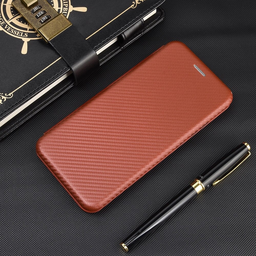 Case Samsung Galaxy S20+ #เคสฝาพับลายคาร์บอนไฟเบอร์มีช่องใส่การ์ด Carbon Fiber Wallet Card Slot Magnet Stand Phone Cover