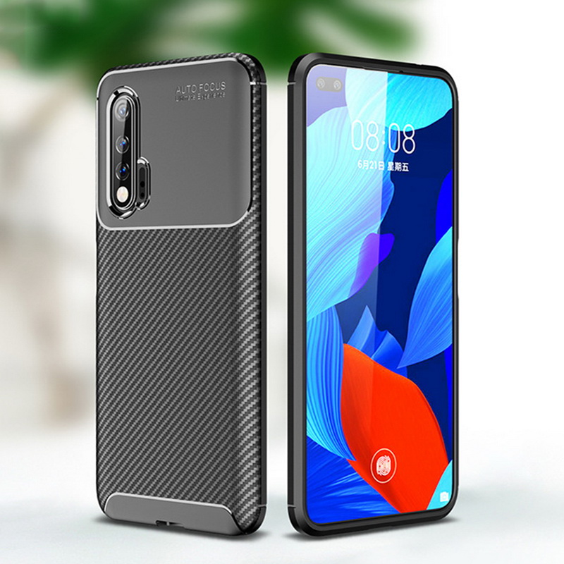 เคส Huawei Nova 6 #เคสฝาหลังนิ่ม Carbon Fiber Anti-drop TPU Protection
