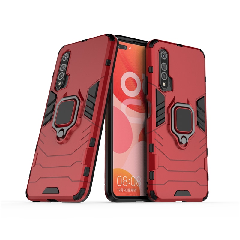 Case Huawei nova 6 #เคสฝาหลังพลาสติกแข็ง +TPU Hybrid Case มีแหวนสวมนิ้วโลหะ