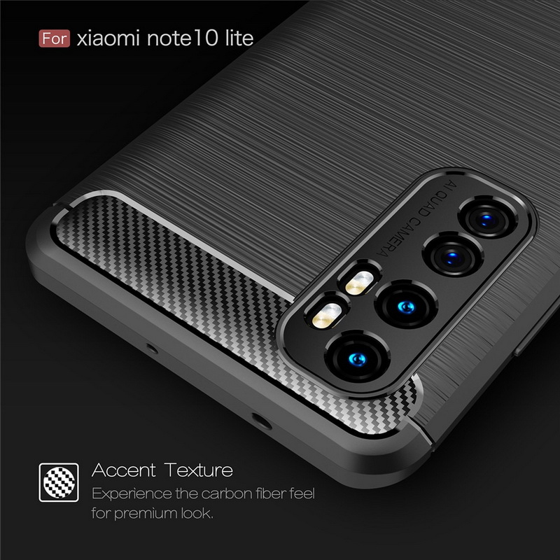 Case Xiaomi Mi Note 10 Lite #เคสฝาหลังตกแต่งคาร์บอนไฟเบอร์ ผิวขัดแปรง Brushered TPU Back Case