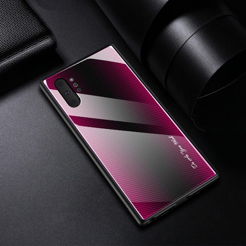 Case Samsung Galaxy Note 10+ #เคสฝาหลังด้านหลังผิวกระจกนิรภัยไล่ระดับสีขอบนิ่ม Gradient Tempered Glass Back + Soft TPU Edge