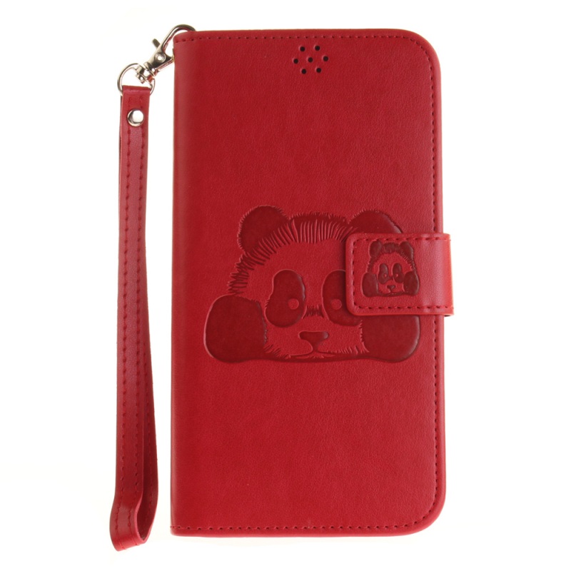 Case Huawei Y6 II #เคสหนังแบบฝาพับ ปั้มรูปแพนด้าสีสันสวยงาม