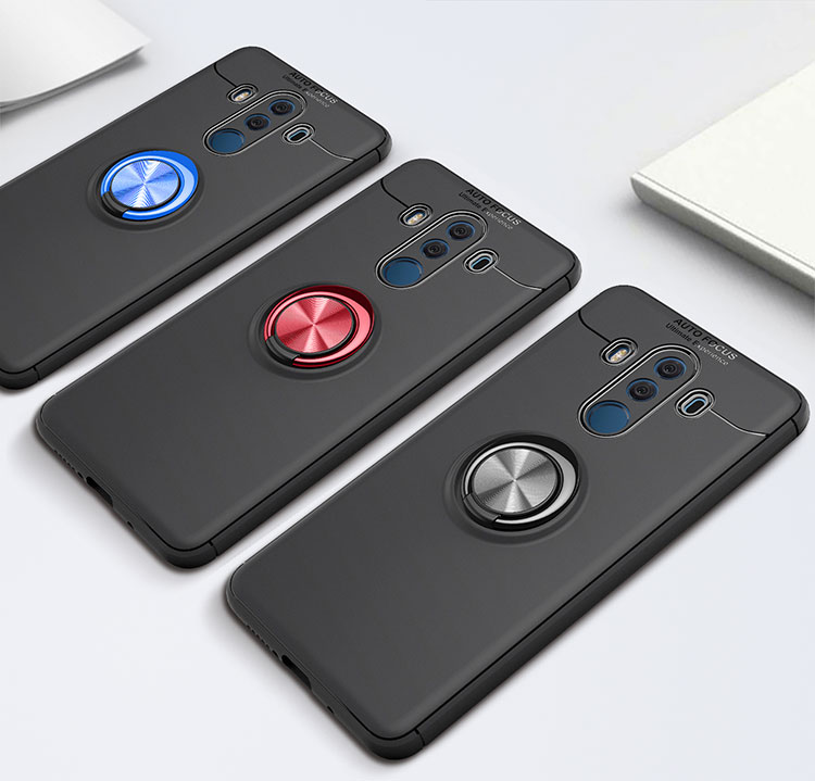 Case Huawei Mate 10 Pro #(พร้อมส่ง) เคสฝาหลัง TPU Finger Ring Kickstand (แผ่นโลหะแบบ Built-in) สี Black + Grey
