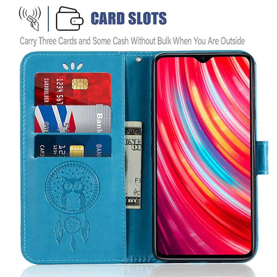 Case Xiaomi Redmi Note 8 Pro #เคสฝาพับแบบกระเป๋าสตางค์ฝาพับหนัง PU ลายนกฮูก Dream Catcher Owl
