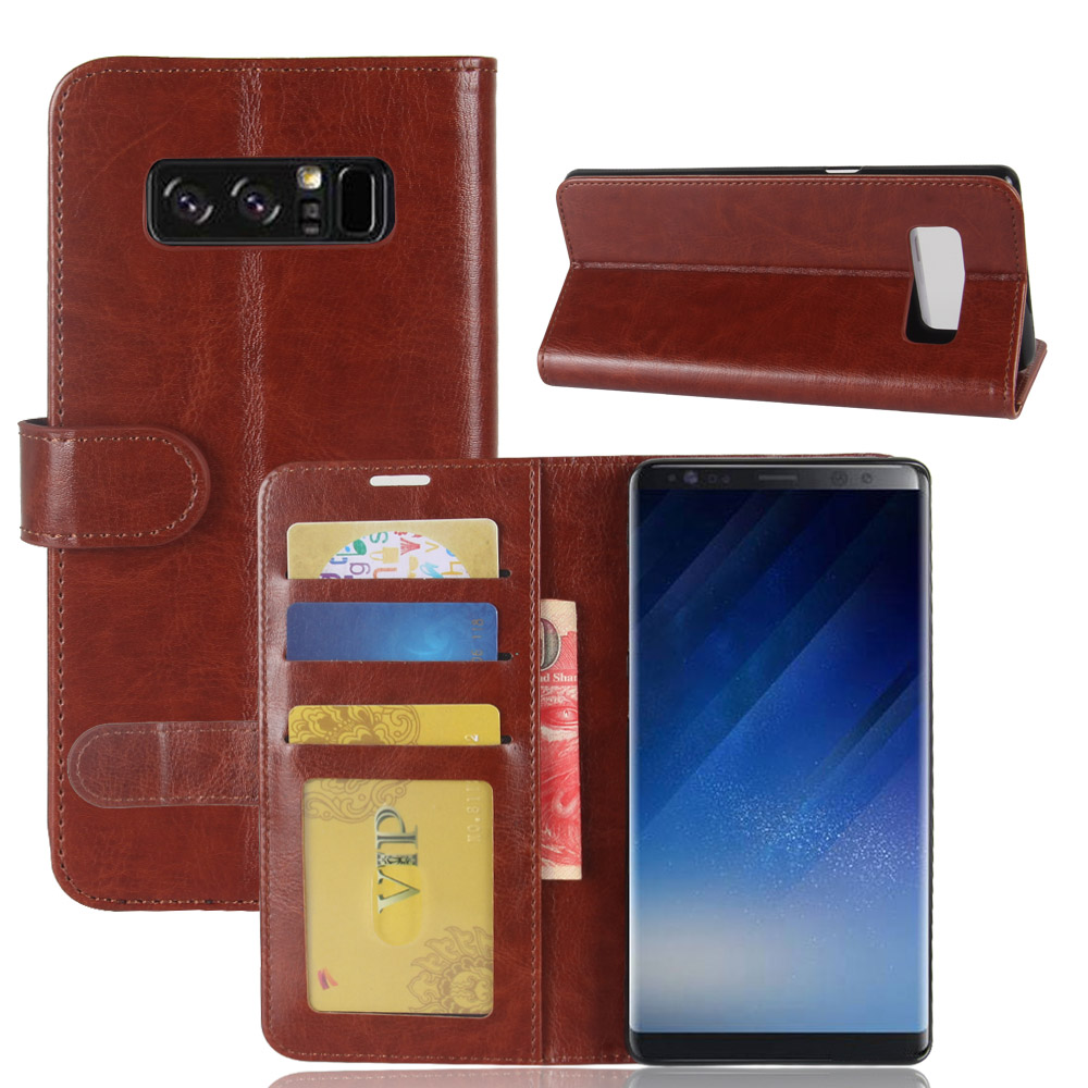 เคส Samsung Galaxy Note 8 #เคสฝาพับหนัง PU ผิวหนังม้าสไตล์กระเป๋าสตางค์