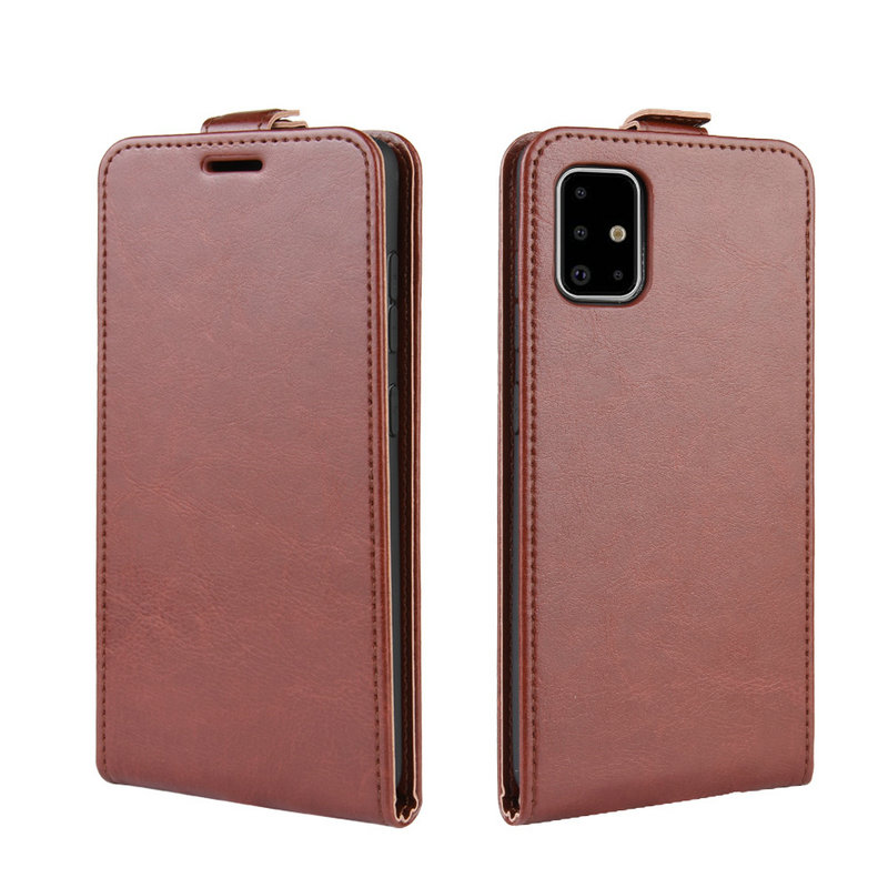 Case Samsung Galaxy A51 #เคสฝาพับหนัง PU Crazy Horse แนวตั้ง พร้อมช่องเสียบการ์ด