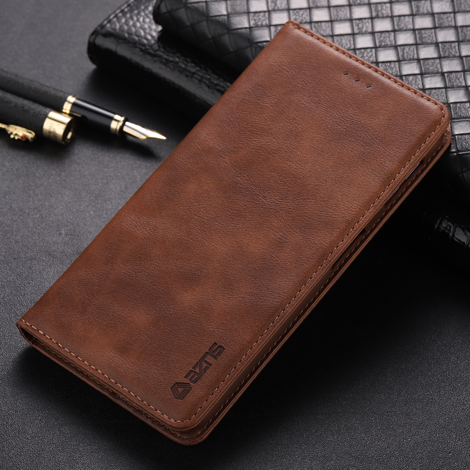 Case Samsung Galaxy A7 (2018) #เคสฝาพับ AZNS หนัง PU สไตล์ Retro เคสคุณภาพดีราคาถูก