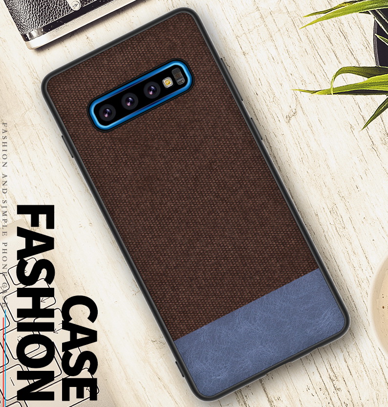Case Samsung Galaxy S10+ #เคสฝาหลังรูปแบบ Cloth Texture PU Leather + TPU