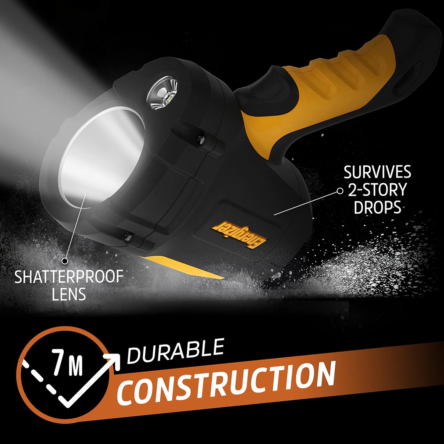 Energizer® Hard Case® Professional LED Spotlight, IPX4 Water Resistant, 800 lumens 475m ไฟฉาย สปอตไลท์ ใช้ถ่าน AA