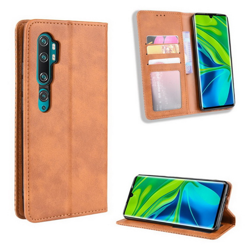 เคส Xiaomi Mi Note 10 Pro #เคสฝาพับปกหนังสไตล์วินเทจดูดซับอัตโนมัติแบบกระเป๋าสตางค์