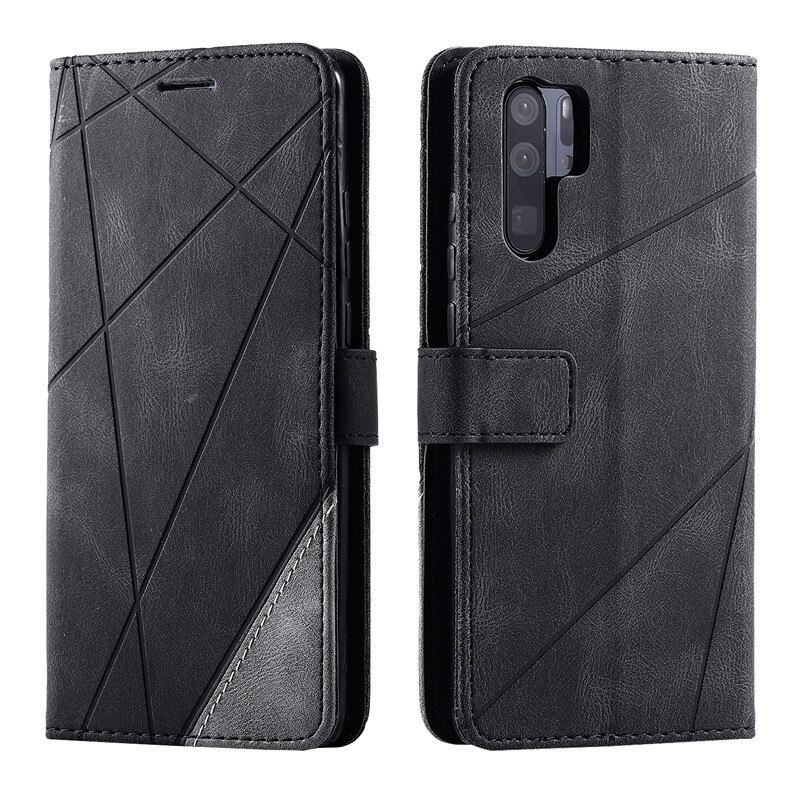 Case Huawei P30 Pro #เคสฝาพับหนัง PU มีช่องเสียบบัตรอื่นๆในตัว Geometric Pattern Leather Card Holder Protective