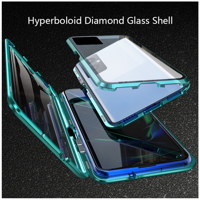 เคส OPPO Reno 7z 5G #เคสฝาครอบกระจกขอบโลหะดูดซับแม่เหล็ก Fully Protection Magnetic Adsorption Glass Metal Phone Protective