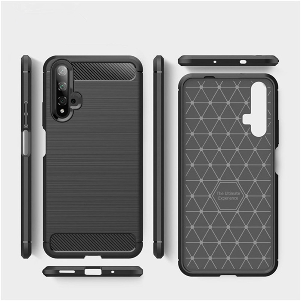 เคส Huawei Nova 5T #เคสคาร์บอนไฟเบอร์ ผิวขัดแปรง Brushered TPU Back Case สีดำ (พร้อมส่ง)