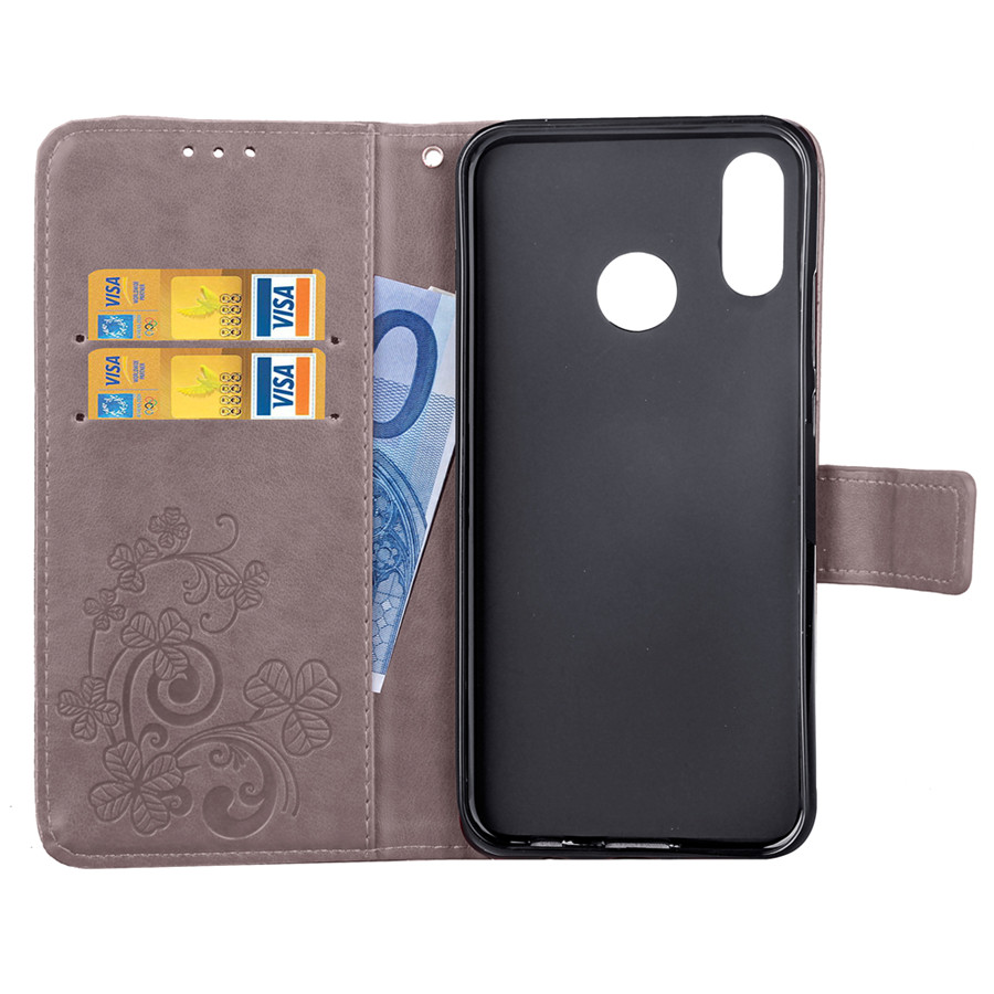 เคส Huawei P20 Lite / Nova 3e #เคสฝาพับหนัง PU พิมพ์ลาย Lucky Clover Magnetic
