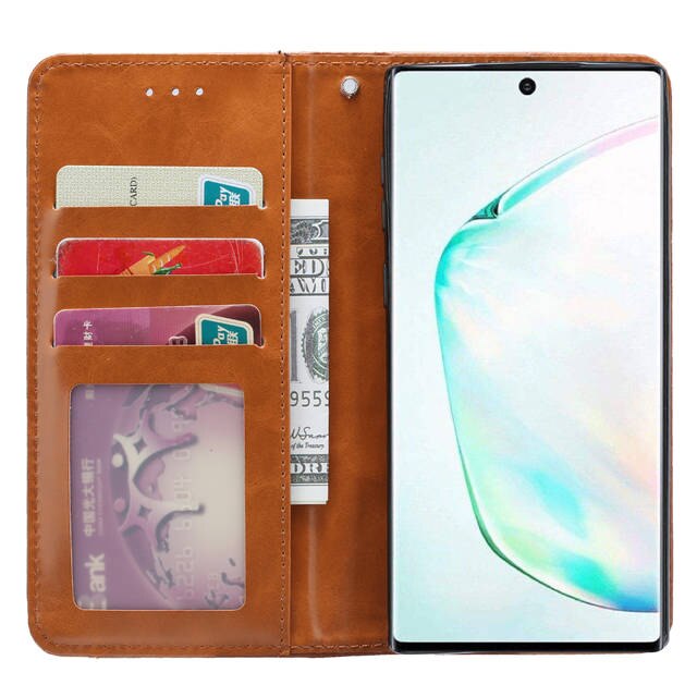 เคส Galaxy Note 10 #เคสฝาพับแบบกระเป๋าสตางค์หนัง PU มีช่องเสียบบัตรคุณภาพดี