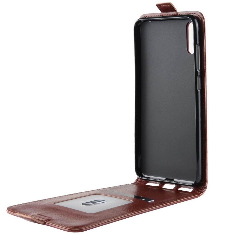 Case Y7 Pro (2019) #เคสฝาพับแนวตั้งหนัง PU ผิวหนังม้า Crazy Horse Skin Leather